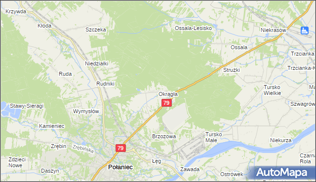 mapa Okrągła, Okrągła na mapie Targeo