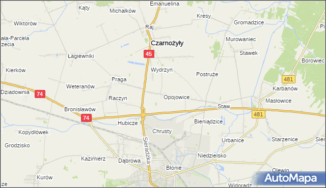 mapa Opojowice, Opojowice na mapie Targeo