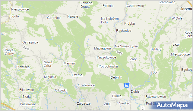 mapa Paczółtowice, Paczółtowice na mapie Targeo