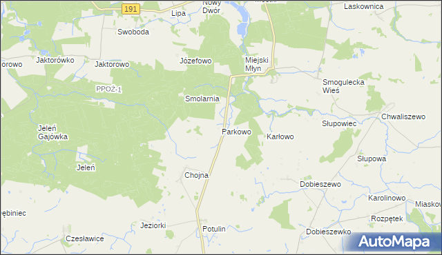 mapa Parkowo gmina Gołańcz, Parkowo gmina Gołańcz na mapie Targeo
