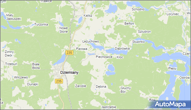 mapa Piechowice gmina Dziemiany, Piechowice gmina Dziemiany na mapie Targeo