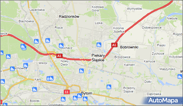 mapa Piekary Śląskie, Piekary Śląskie na mapie Targeo