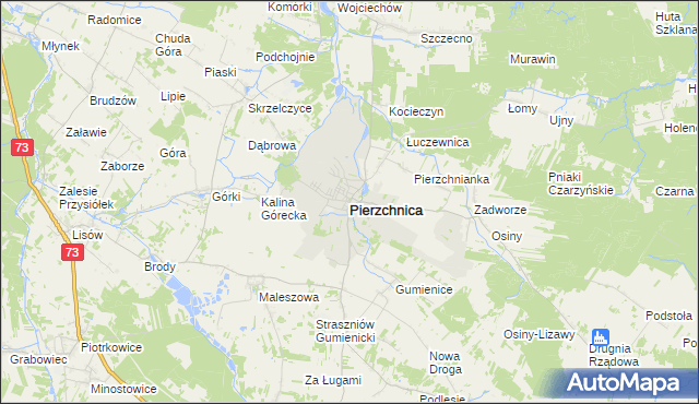 mapa Pierzchnica powiat kielecki, Pierzchnica powiat kielecki na mapie Targeo