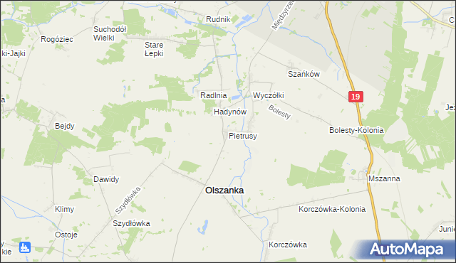 mapa Pietrusy, Pietrusy na mapie Targeo