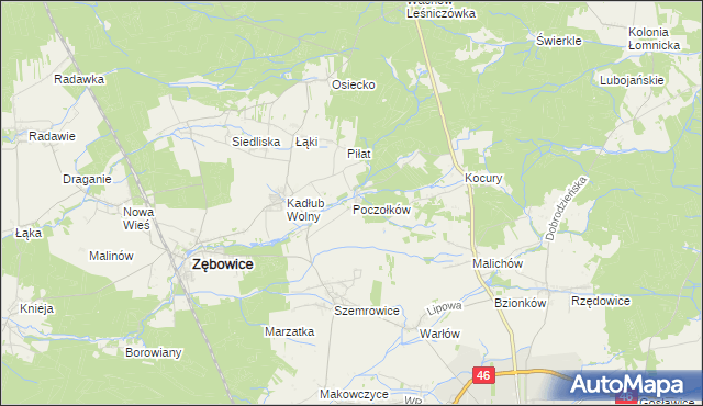 mapa Poczołków, Poczołków na mapie Targeo