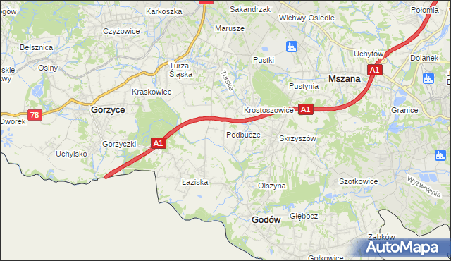 mapa Podbucze gmina Godów, Podbucze gmina Godów na mapie Targeo