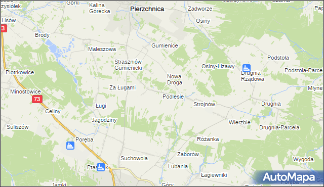 mapa Podlesie gmina Pierzchnica, Podlesie gmina Pierzchnica na mapie Targeo