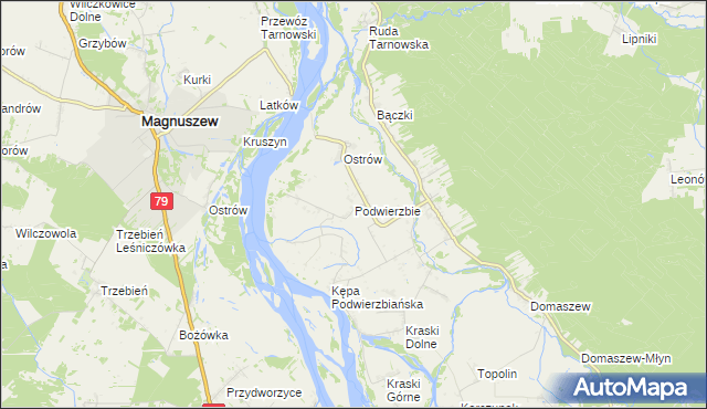 mapa Podwierzbie gmina Maciejowice, Podwierzbie gmina Maciejowice na mapie Targeo