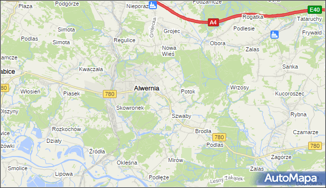 mapa Poręba Żegoty, Poręba Żegoty na mapie Targeo