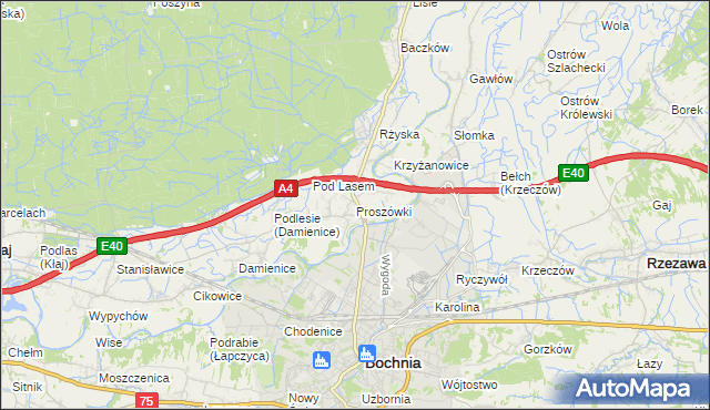 mapa Proszówki, Proszówki na mapie Targeo