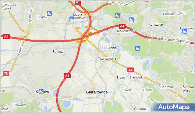 mapa Przyszowice, Przyszowice na mapie Targeo