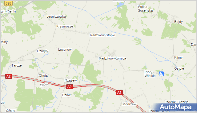 mapa Radzików-Kornica, Radzików-Kornica na mapie Targeo