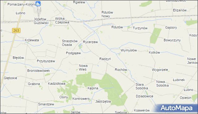 mapa Radzyń gmina Grabów, Radzyń gmina Grabów na mapie Targeo