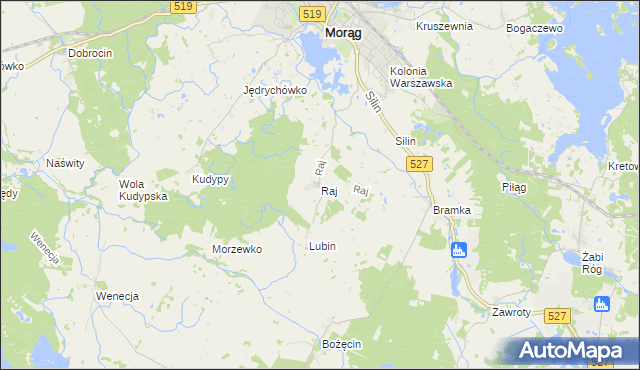 mapa Raj gmina Morąg, Raj gmina Morąg na mapie Targeo