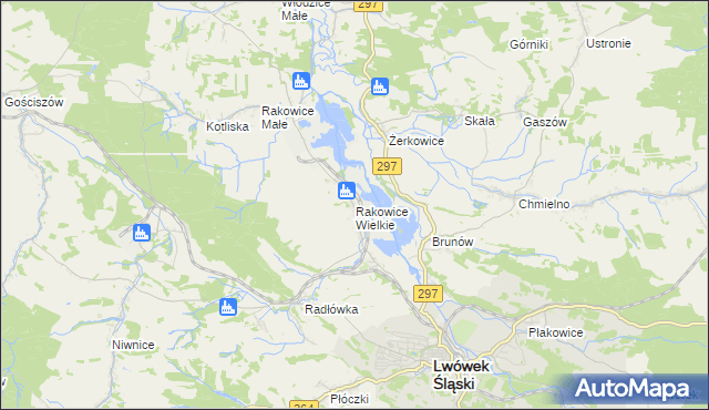 mapa Rakowice Wielkie, Rakowice Wielkie na mapie Targeo