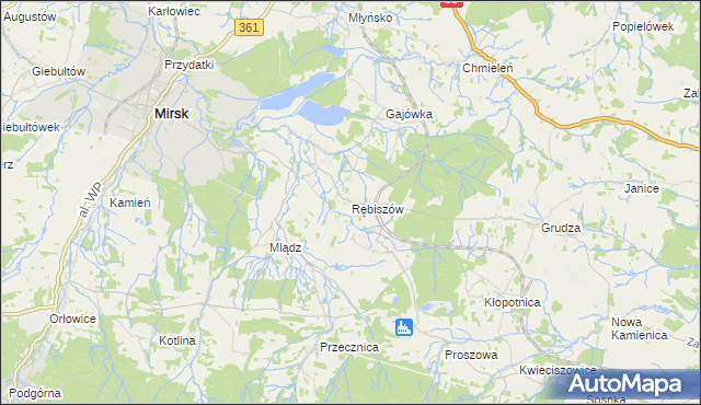 mapa Rębiszów, Rębiszów na mapie Targeo