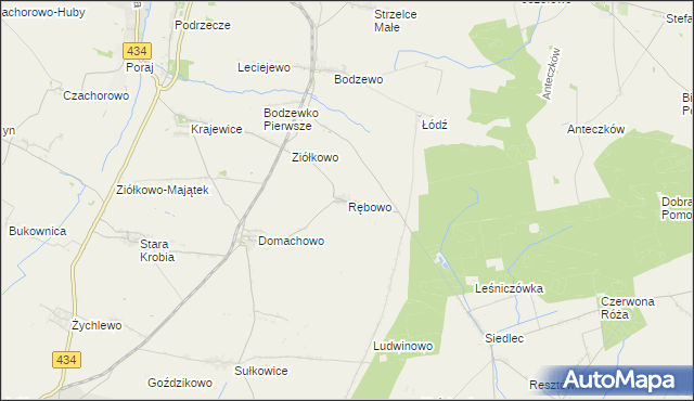 mapa Rębowo gmina Piaski, Rębowo gmina Piaski na mapie Targeo