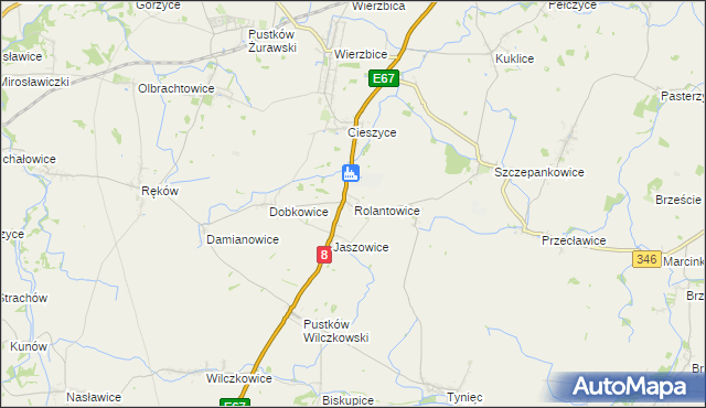 mapa Rolantowice, Rolantowice na mapie Targeo