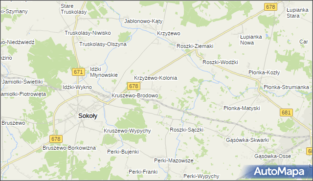 mapa Roszki-Chrzczony, Roszki-Chrzczony na mapie Targeo