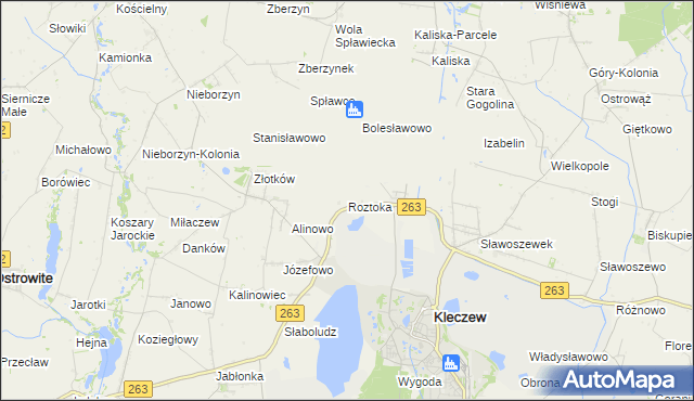 mapa Roztoka gmina Kleczew, Roztoka gmina Kleczew na mapie Targeo