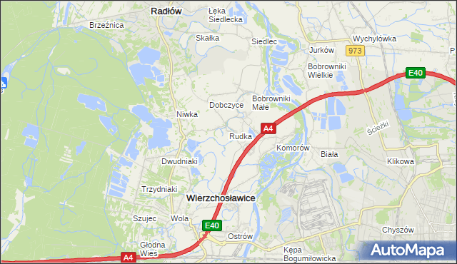 mapa Rudka gmina Wierzchosławice, Rudka gmina Wierzchosławice na mapie Targeo