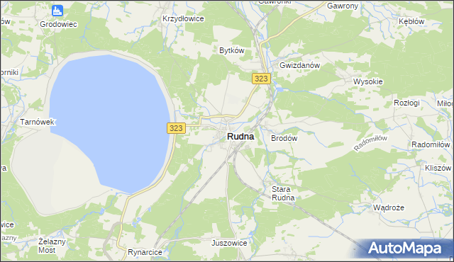 mapa Rudna powiat lubiński, Rudna powiat lubiński na mapie Targeo