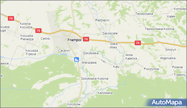 mapa Rzeczyce gmina Frampol, Rzeczyce gmina Frampol na mapie Targeo
