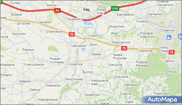 mapa Siedlec gmina Bochnia, Siedlec gmina Bochnia na mapie Targeo