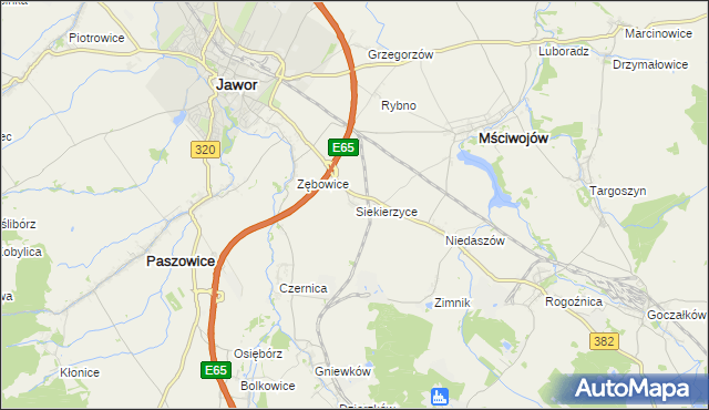 mapa Siekierzyce, Siekierzyce na mapie Targeo