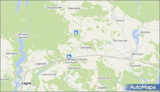 mapa Sieniawa gmina Łagów, Sieniawa gmina Łagów na mapie Targeo