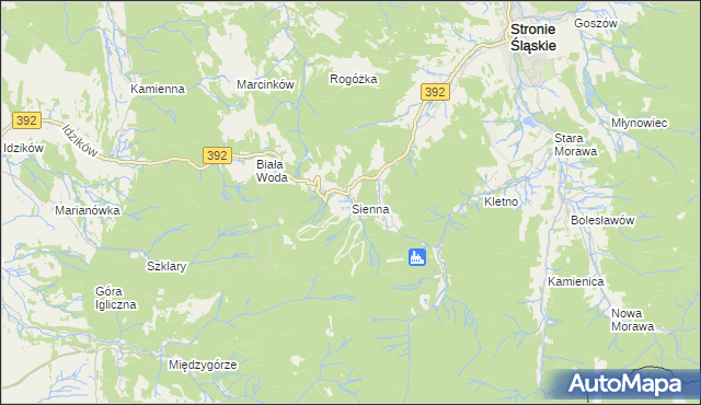 mapa Sienna gmina Stronie Śląskie, Sienna gmina Stronie Śląskie na mapie Targeo