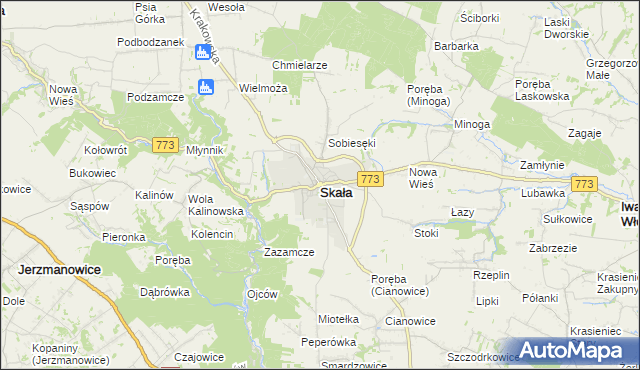 mapa Skała powiat krakowski, Skała powiat krakowski na mapie Targeo