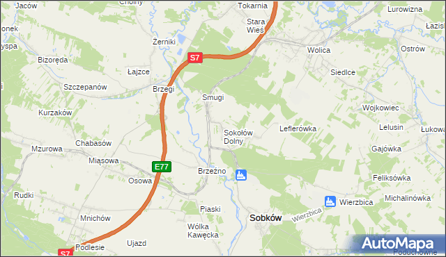 mapa Sokołów Dolny, Sokołów Dolny na mapie Targeo