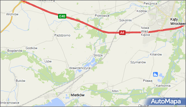 mapa Stróża gmina Mietków, Stróża gmina Mietków na mapie Targeo