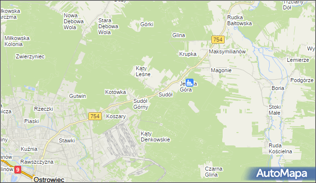 mapa Sudół gmina Bodzechów, Sudół gmina Bodzechów na mapie Targeo