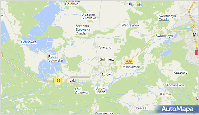 mapa Sulimierz gmina Milicz, Sulimierz gmina Milicz na mapie Targeo