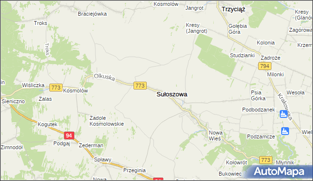 mapa Sułoszowa, Sułoszowa na mapie Targeo