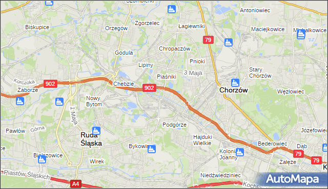 mapa Świętochłowice, Świętochłowice na mapie Targeo