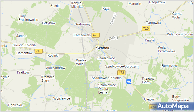 mapa Szadkowice gmina Szadek, Szadkowice gmina Szadek na mapie Targeo