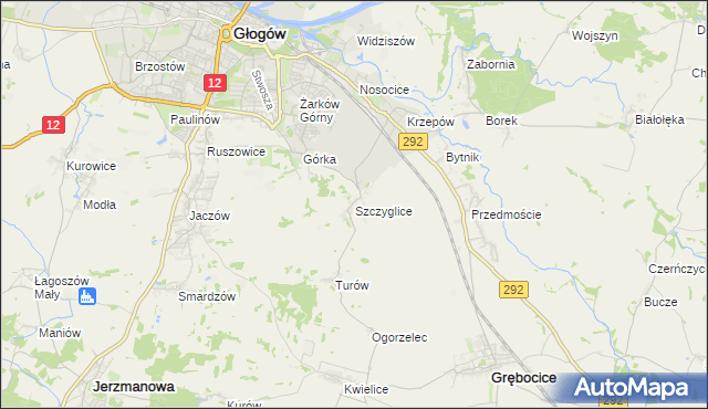 mapa Szczyglice gmina Głogów, Szczyglice gmina Głogów na mapie Targeo