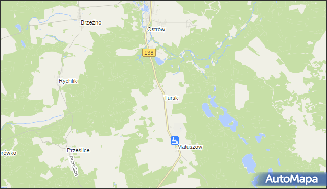 mapa Tursk gmina Sulęcin, Tursk gmina Sulęcin na mapie Targeo