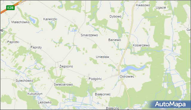 mapa Uniesław, Uniesław na mapie Targeo