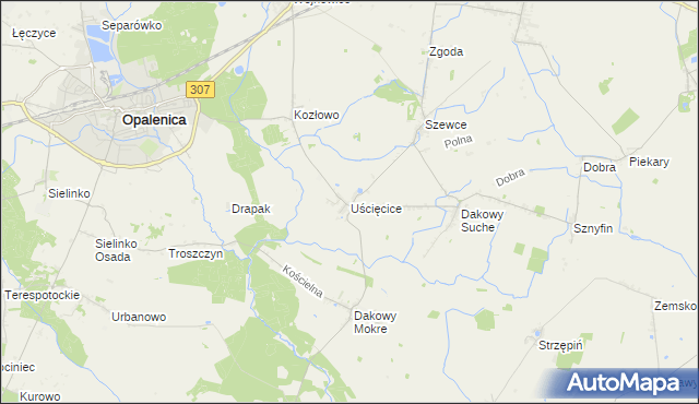 mapa Uścięcice, Uścięcice na mapie Targeo