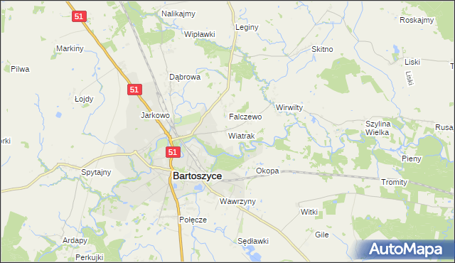 mapa Wiatrak gmina Bartoszyce, Wiatrak gmina Bartoszyce na mapie Targeo