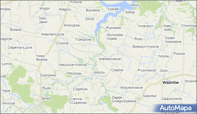 mapa Wieloborowice, Wieloborowice na mapie Targeo