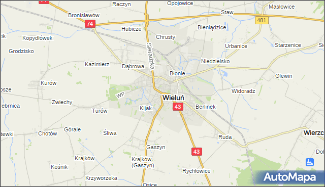 mapa Wieluń, Wieluń na mapie Targeo
