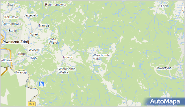 mapa Wierchomla Mała, Wierchomla Mała na mapie Targeo