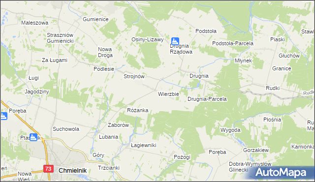 mapa Wierzbie gmina Pierzchnica, Wierzbie gmina Pierzchnica na mapie Targeo