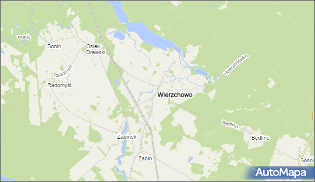mapa Wierzchowo powiat drawski, Wierzchowo powiat drawski na mapie Targeo