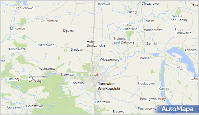 mapa Włoszanowo, Włoszanowo na mapie Targeo